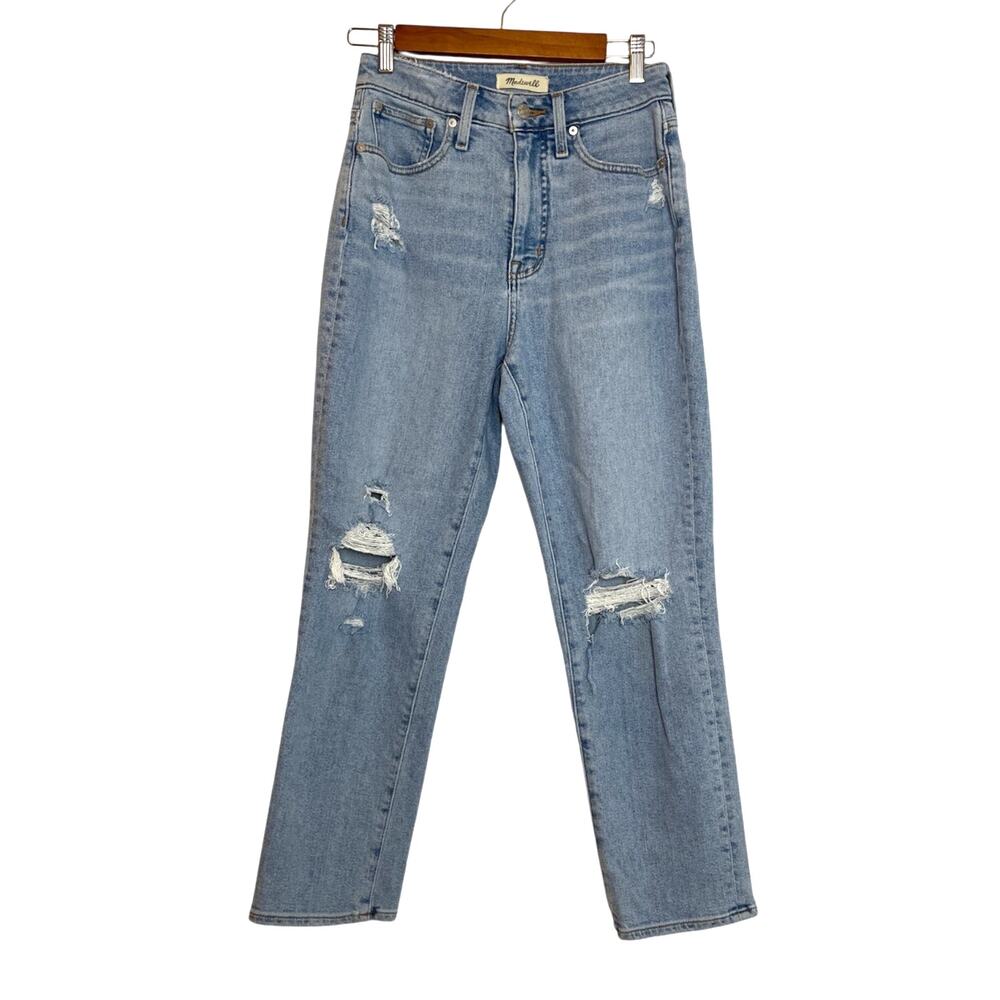 Madewell The Curvy Mom Jean Size 26 Light Wash Straight Distressed High Rise